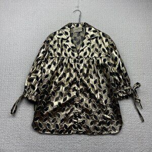 VTG 70's Irving Nadler Montreal Golden Metallic Evening Blouse Boho Glam Artsy**